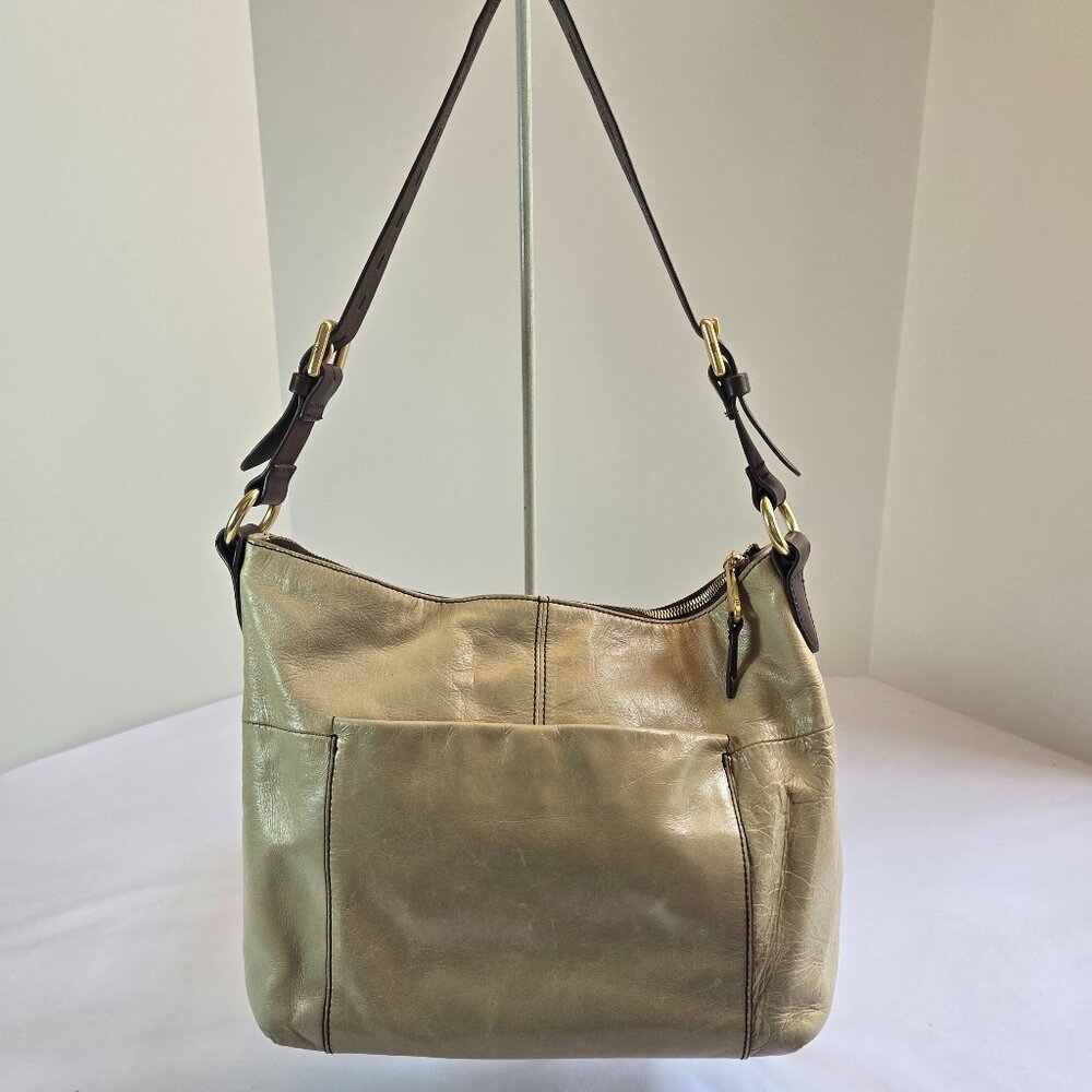 HOBO Charlie Shoulder Bag /Leather Adjustable Strap Purse - Light Brown